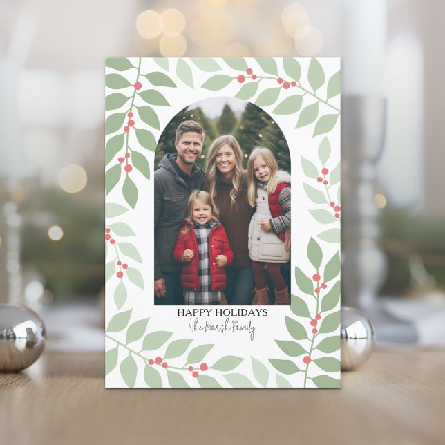 Tarjeta Festiva Arco moderno fotográfico - Navidades caprichosos d (Photo Christmas Card)