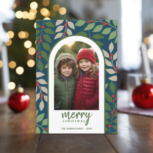 Tarjeta Festiva Arco moderno fotográfico - Navidades de ramas de e