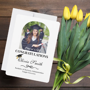 Tarjeta Festiva Arco personalizado de graduación Foto del graduado