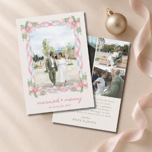 Tarjeta Festiva Arco Rosa Grandmillennial Casada 4 Foto Boda