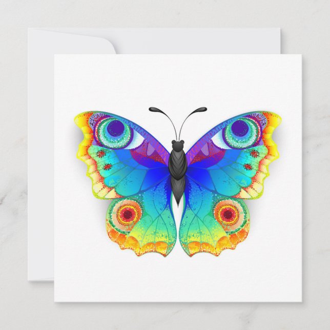 Tarjeta Festiva Arcoiris mariposa Peacock Eye (Anverso)