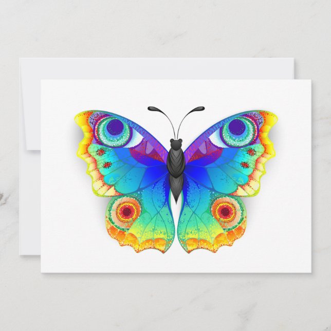 Tarjeta Festiva Arcoiris mariposa Peacock Eye (Anverso)