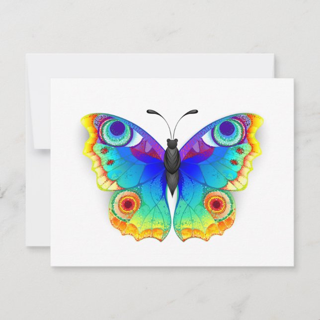 Tarjeta Festiva Arcoiris mariposa Peacock Eye (Anverso)