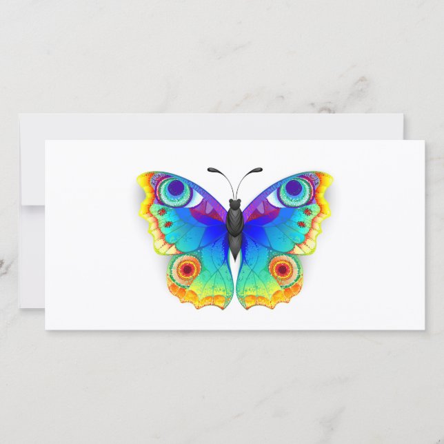 Tarjeta Festiva Arcoiris mariposa Peacock Eye (Anverso)