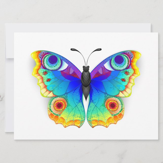 Tarjeta Festiva Arcoiris mariposa Peacock Eye (Anverso)