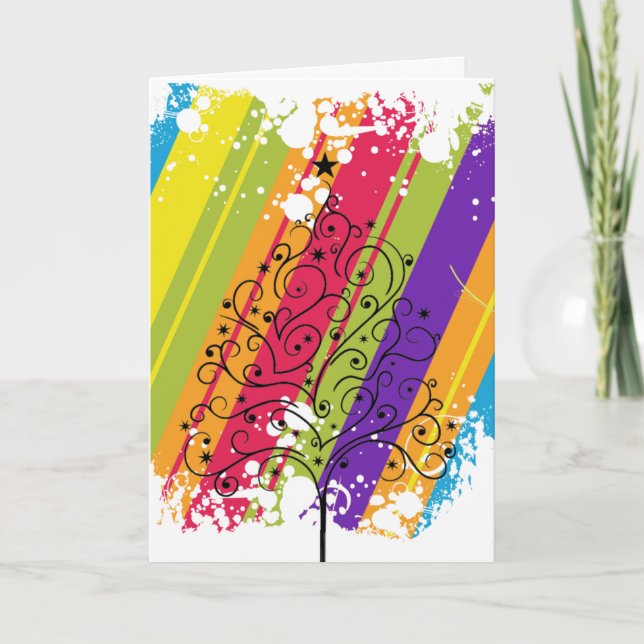 Tarjeta Festiva Arcoiris navidades (Anverso)