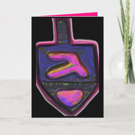 Tarjeta Festiva Arcoiris oscuro Hanukkah dreidel