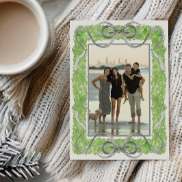 Tarjeta Festiva Arcos de color de agua grises y foto del tema verd