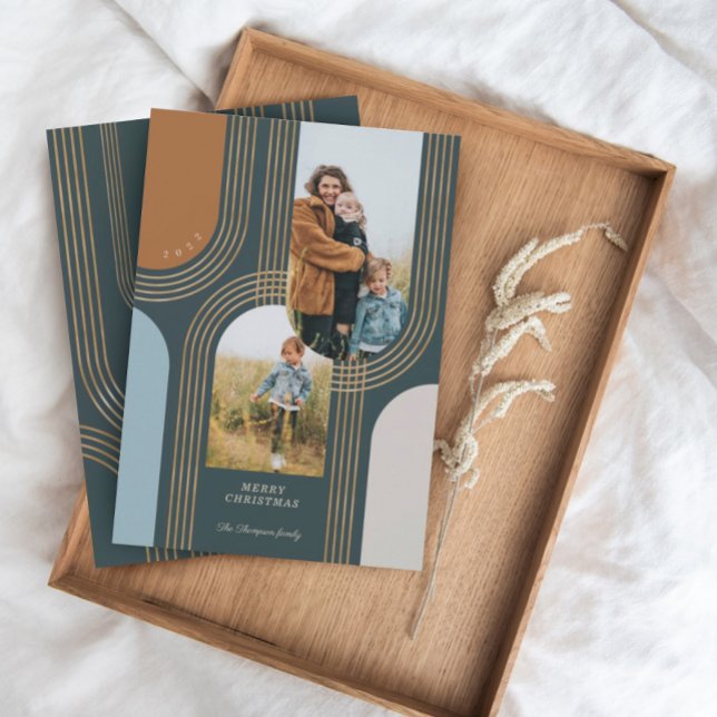 Tarjeta Festiva Arcos de oro geométricos modernos 2 Foto (Subido por el creador)