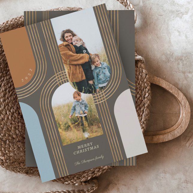 Tarjeta Festiva Arcos de oro geométricos modernos 2 Foto (Subido por el creador)