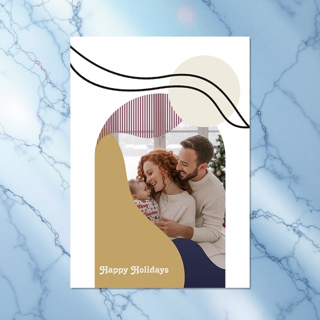 Tarjeta Festiva Arcos geométricos modernos boho de vacaciones foto (Boho Modern Arches Geometric Holiday Photo)