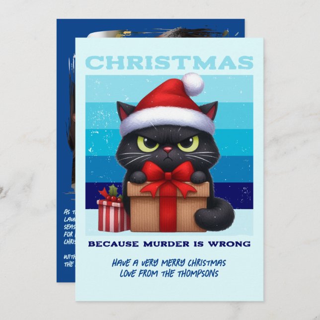 Tarjeta Festiva Arctic Glow Funny Cat Retro Christmas Photo (Anverso / Reverso)