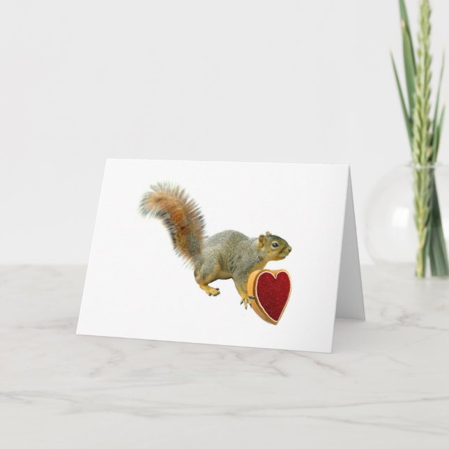 Tarjeta Festiva Ardilla con caja cardíaca (Anverso)