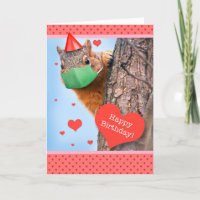 ardilla de cumpleaños feliz en máscara facial