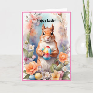 Tarjeta Festiva ardilla feliz de Pascua