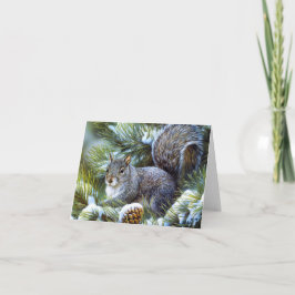 Tarjeta Festiva Ardilla (gris) gris de la nieve del invierno…