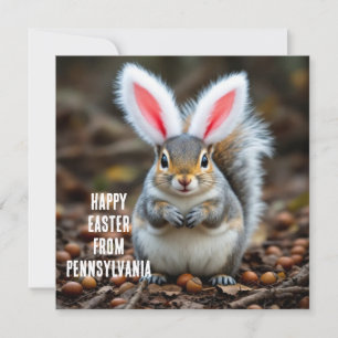 Tarjeta Festiva ardilla gris oriental con orejas de conejo