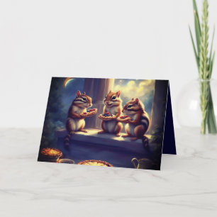 Tarjeta Festiva Ardillas y pastel para tu cumpleaños