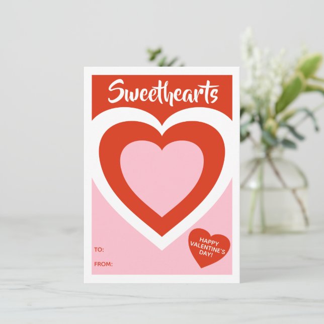 Tarjeta Festiva Área de Valentines Heart Design Area para tratar a (Anverso de pie)