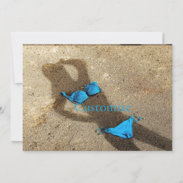Tarjeta Festiva Arena azul de Bikini Beach Thunder_Cove (Anverso)
