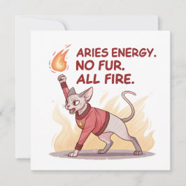 Tarjeta Festiva Aries Energy Sphynx Cat Fire Illustration