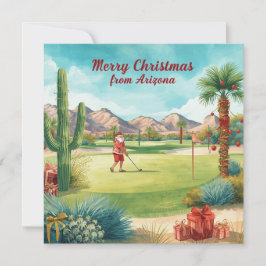 Tarjeta Festiva Arizona Golf Christmas in Arizona   Santa Claus