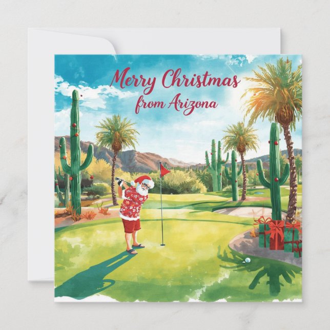 Tarjeta Festiva Arizona Golf Christmas in Arizona   Santa Claus (Anverso)