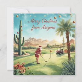 Tarjeta Festiva Arizona Golf Christmas in Arizona   Santa Claus
