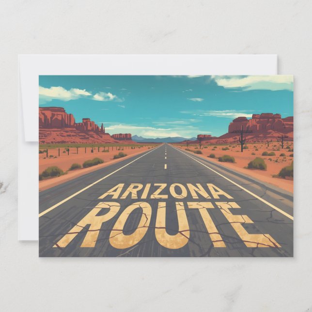 Tarjeta Festiva Arizona Route Desert Road Graphic Art (Anverso)