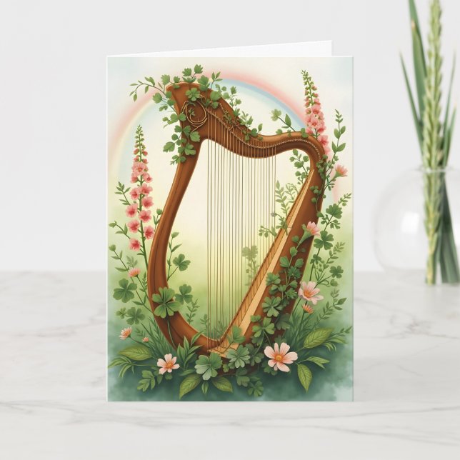 Tarjeta Festiva Arpa y dedalera (Anverso)