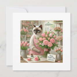 Tarjeta Festiva Arreglista Felino para el Día de la Madre GATA MAD