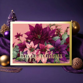 Tarjeta Festiva Arreglo Art Poinsettia Borgoña Peach