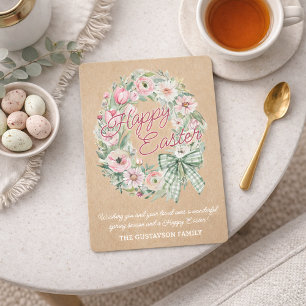 Tarjeta Festiva Arreglo Floral Personalizado de Pascua Rústico - L