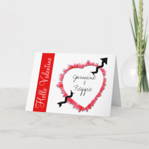 Tarjeta Festiva Arrow Pierced Textured Heart Outline Valentine's