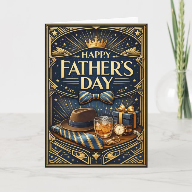 Tarjeta Festiva Art Deco Gentleman Luxury Fathers Day (Anverso)