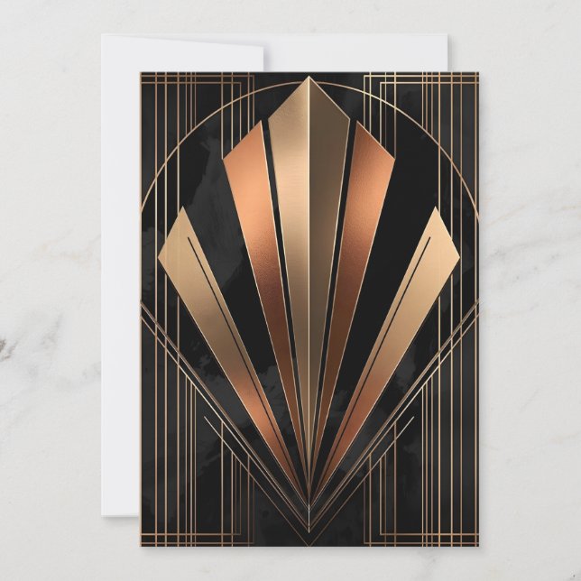 Tarjeta Festiva Art Deco Metallic Geometric Elegance (Anverso)