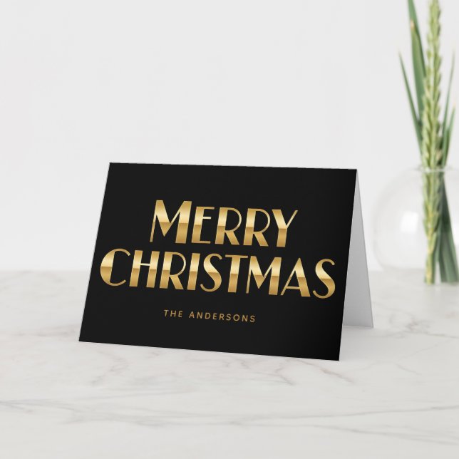 Tarjeta Festiva Art Deco Retro Script Merry Christmas (Anverso)
