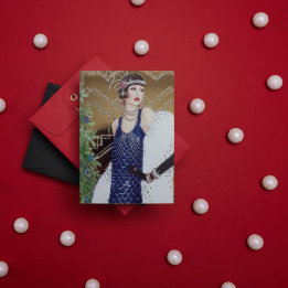Tarjeta Festiva art deco retro vintage lady