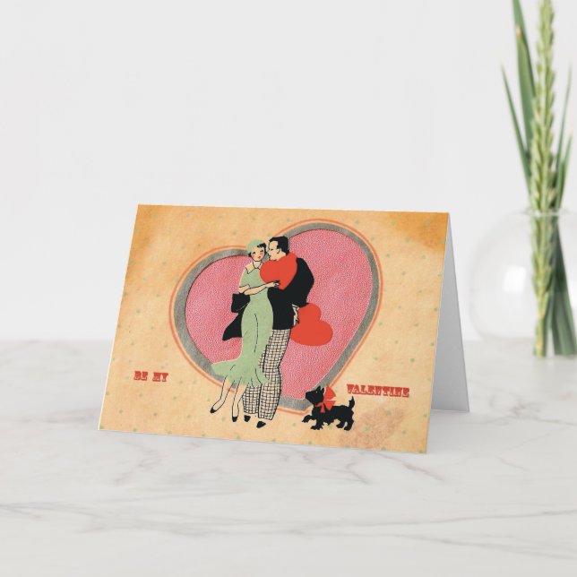 Tarjeta Festiva Art Deco Vintage ~ Be My Valentine (Anverso)