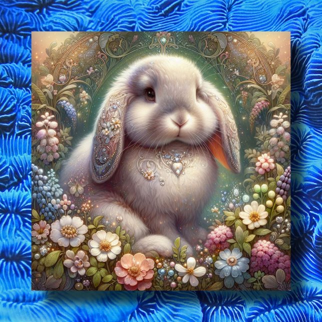 Tarjeta Festiva Art Nouveau Flower Garden Bunny Easter (Subido por el creador)