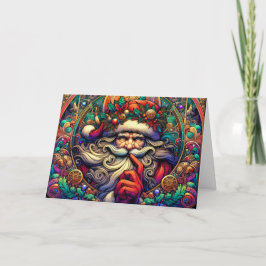 Tarjeta Festiva Art Nouveau Santa Claus Whisper