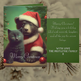 Tarjeta Festiva Artan y Pip | Navidades Whimsical Bear & Kitten