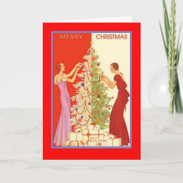 Tarjeta Festiva ArtDecoLadiesChristmas-GreetingCard (Anverso)