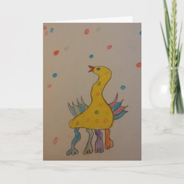 Tarjeta Festiva Arte ABC de niños, pato de Pascua (Anverso)