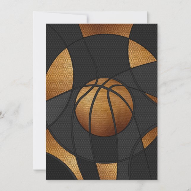 Tarjeta Festiva Arte abstracto de baloncesto de bronce (Anverso)