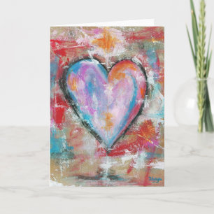 Tarjeta Festiva Arte abstracto del corazón imprudente que pinta el