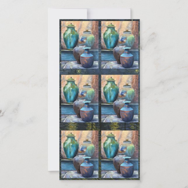 Tarjeta Festiva Arte Acrílico de Embarcaciones Antiguas (Anverso)