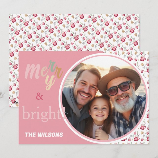 Tarjeta Festiva Arte acuático de fiesta navideña en cacao caliente (Anverso / Reverso)