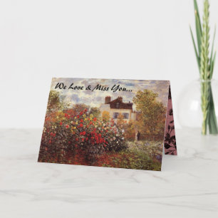 Tarjeta Festiva Arte Antiguo Amor Monet Te Extraño Pétalos Florale