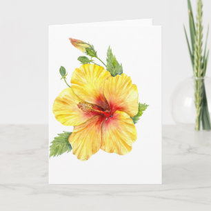 Tarjeta Festiva Arte botánico amarillo hibiscus